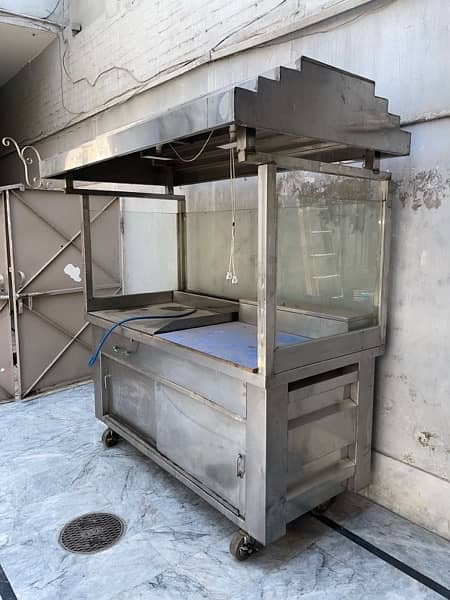 Burger / shawarma counter along with fryer and breading table for sale 2