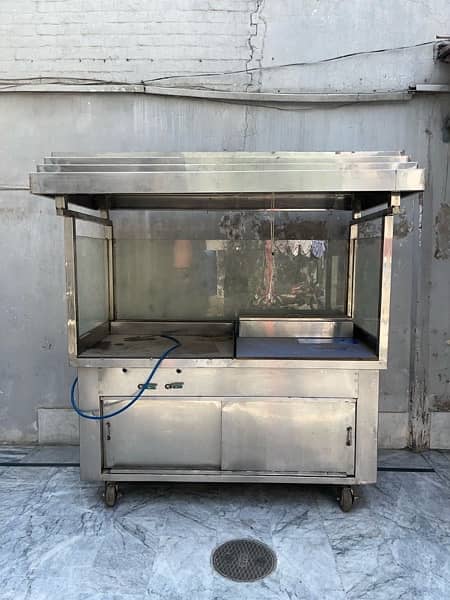 Burger / shawarma counter along with fryer and breading table for sale 9