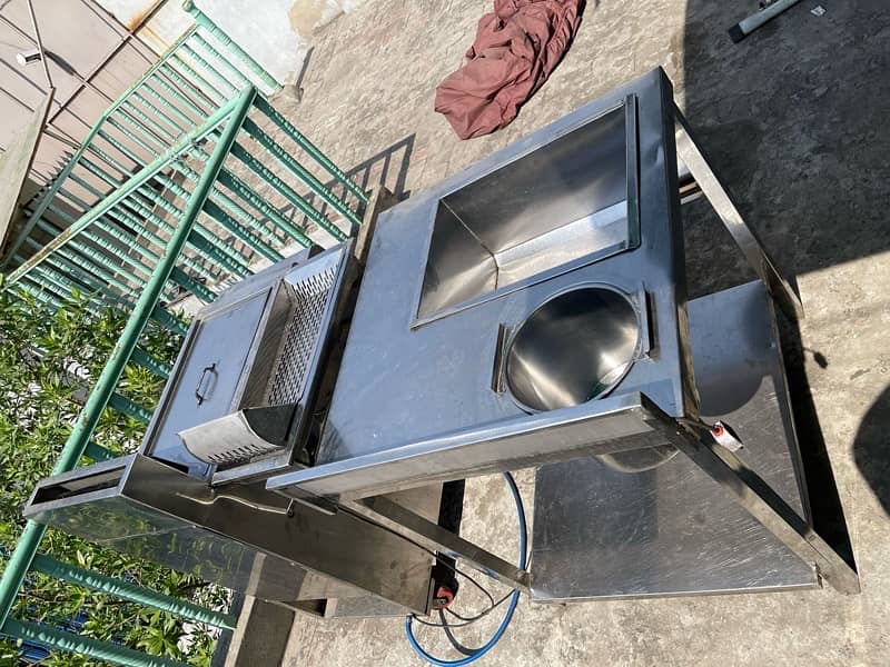 Burger / shawarma counter along with fryer and breading table for sale 19