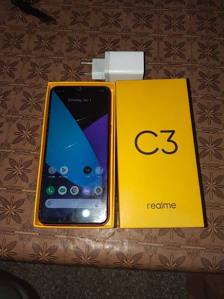 Realme c3 with box and charger 0