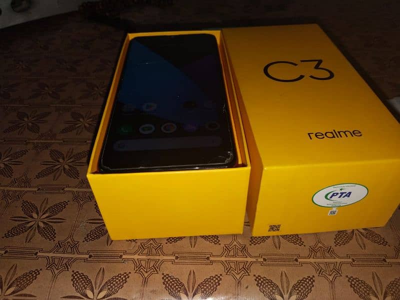 Realme c3 with box and charger 3