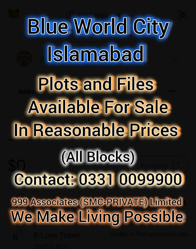 Blue World City Islamabad Files and Plots Available 0