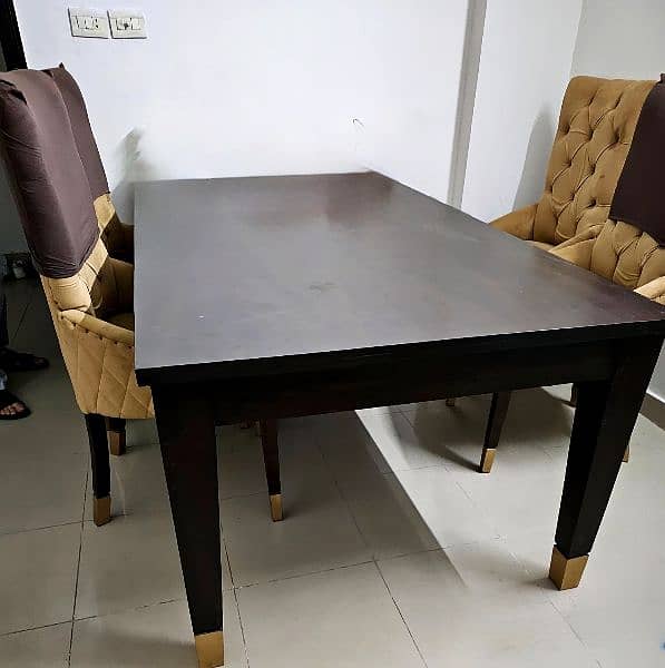 6 chair solid wood dining table. 1