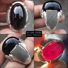 Natural Jet Black Aqeeq Stone Irani Design Chandi Ring