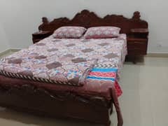 Original Sheesham bed with side tables