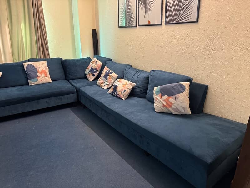 7 Seater L Shaped Sofa Set with Puffy 0