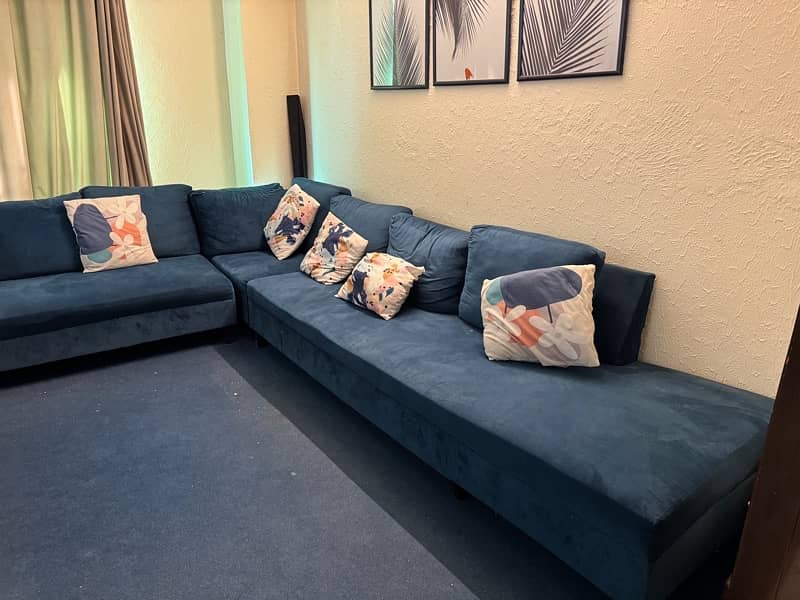 7 Seater L Shaped Sofa Set with Puffy 2