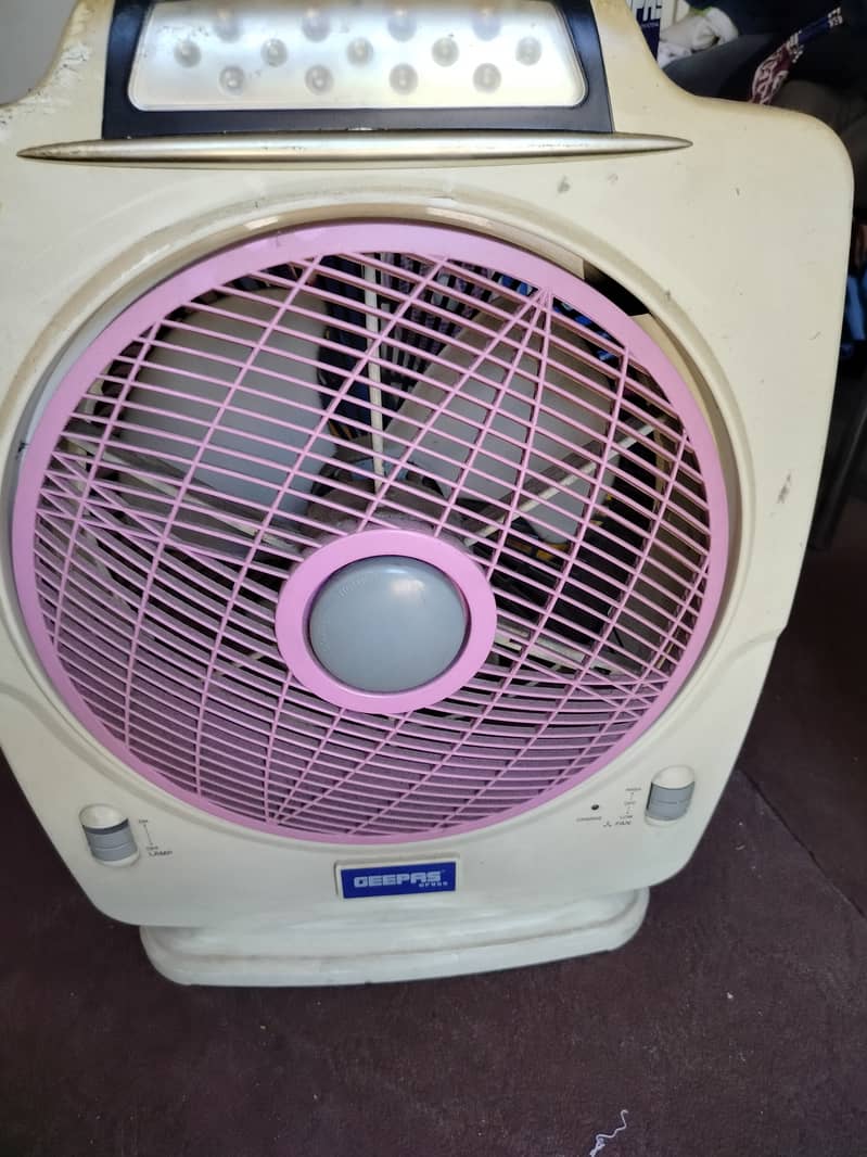 Battery powered AC- DC fan, with emergency LED ligts 1