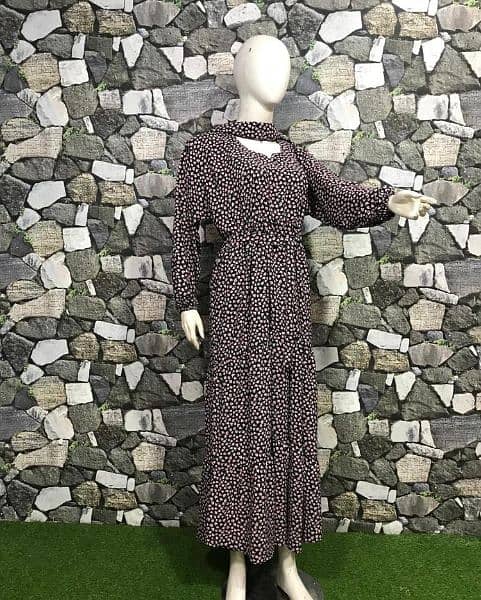 printed frock style georgette maxi Abaya 2