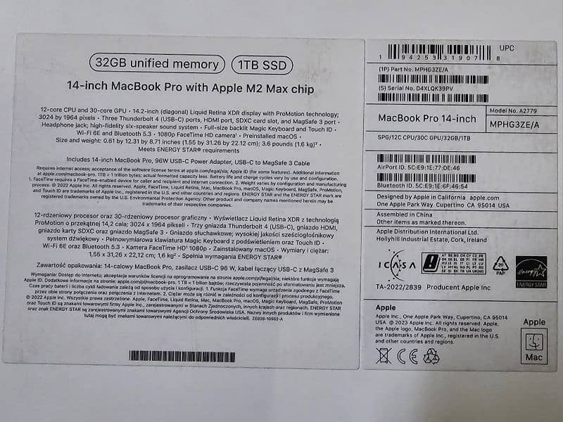 Macbook pro M2 Max chip 1