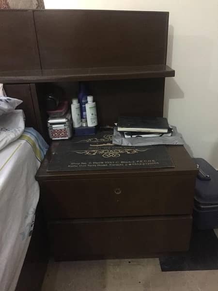 King Size Bed with mattress and Side table 2