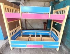 wooden double step bed