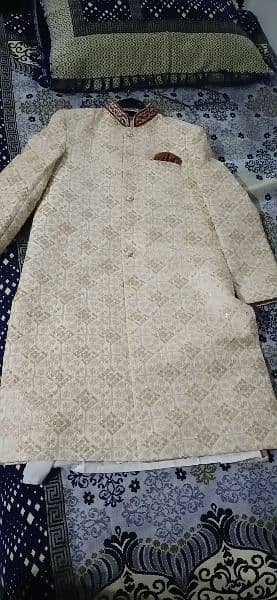 off white Golden clor sherwani for sale just one time use 0