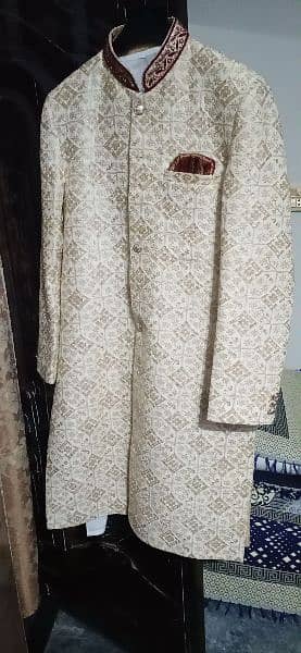 off white Golden clor sherwani for sale just one time use 1
