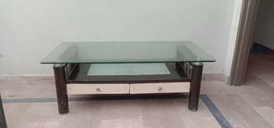 Table with 12 mm transparent Glass double space