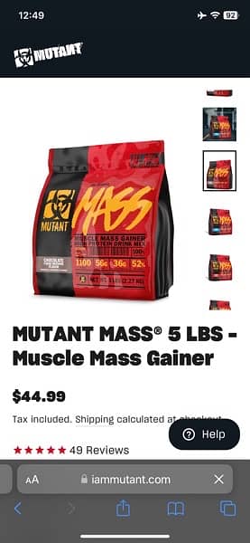 Muscle Mass Gainer Gym Mutant Unused 2