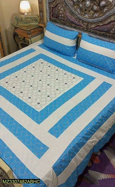 3 pcs Cotton Sotton patch work double bedsheet 0