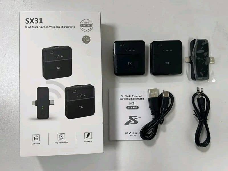 SX31 Wireless Microphone | For type c | Iphone | Android | Dslr Camera 0