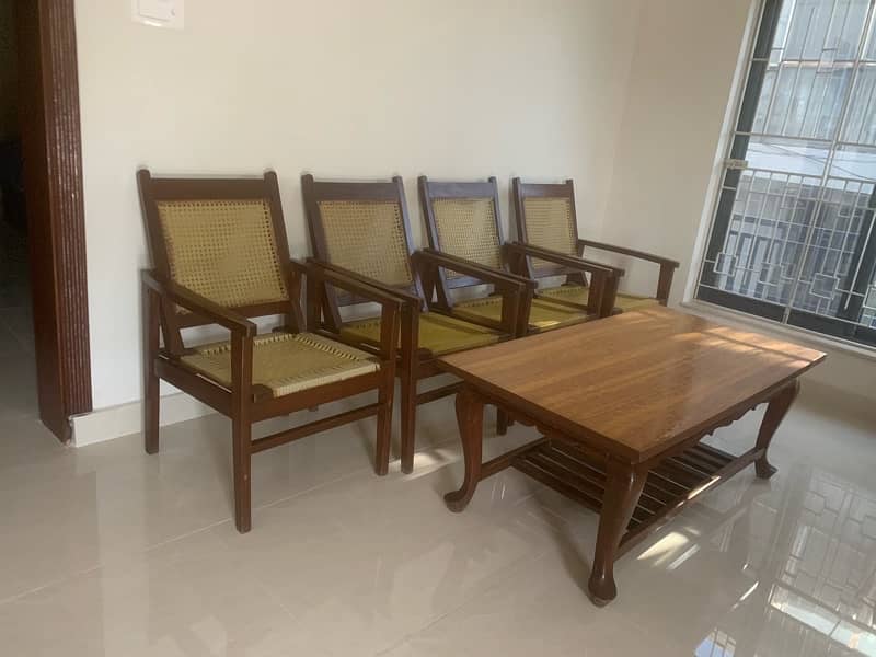 Wooden Chairs and Centre Table for Sale 1