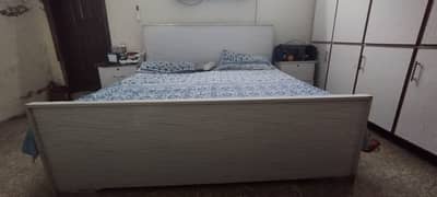 King size bed with 2 side tables and Mattress
