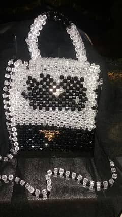 new beaded bag blackXwhite