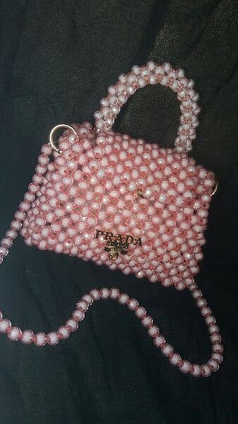 baby pink beaded bag 1