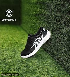 Mens Running Athletic Sneakers-JF019 Black With White Lines