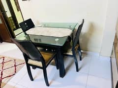 dining table with 3 re chairs