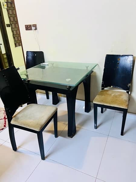 dining table with 3 re chairs 10