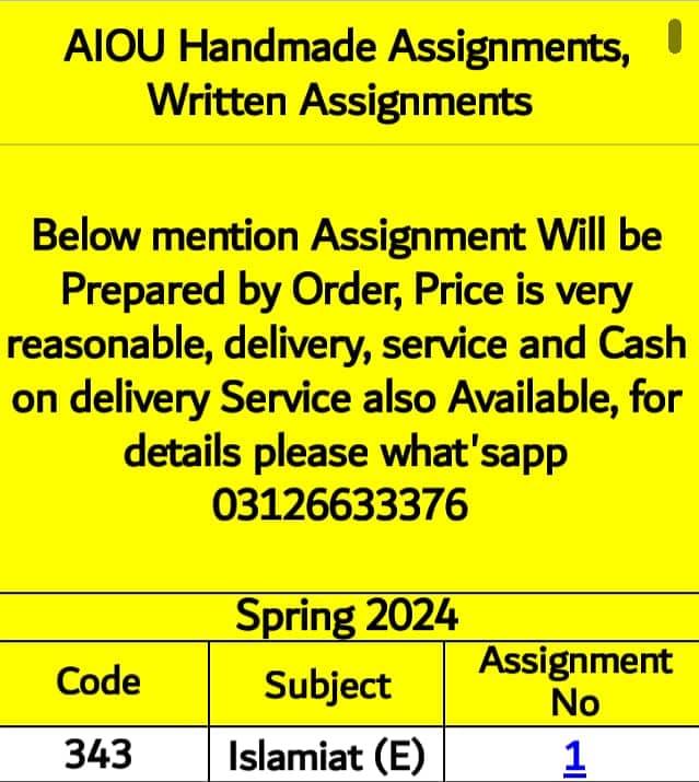 Aiou Assignments Available at very reasonable price 2
