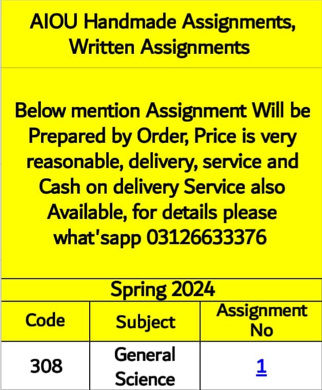 Aiou Assignments Available at very reasonable price 7