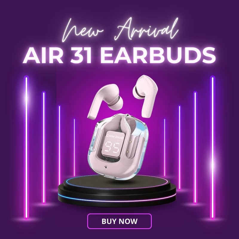 Air 31 TWS Transparent Earbuds | White, Black, Green, Pink 3