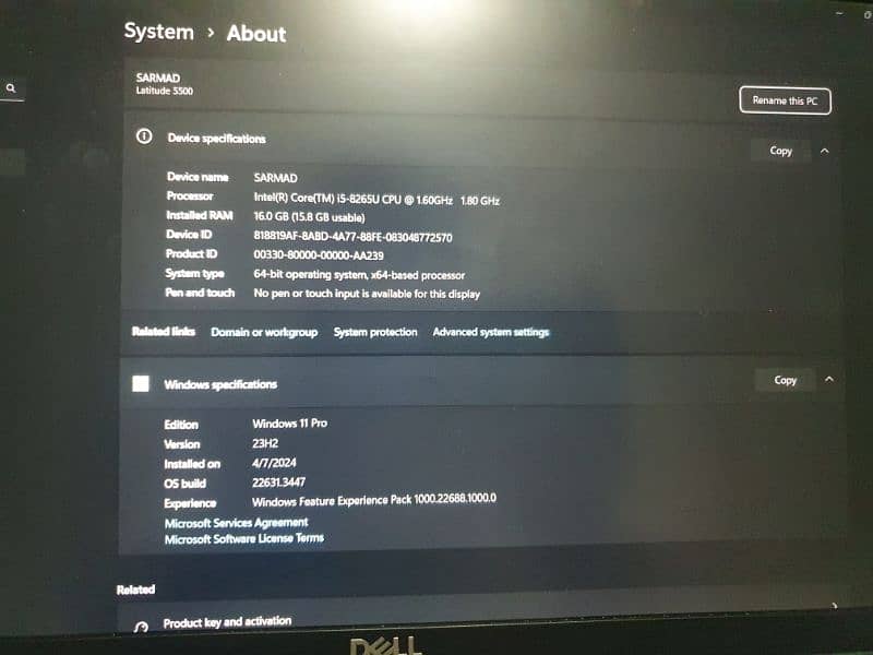 I am selling my dell latitude 5500 outstanding condition A1. 3