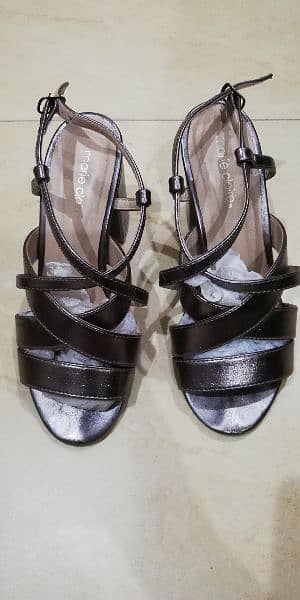 silver Grey block heel sandels 0