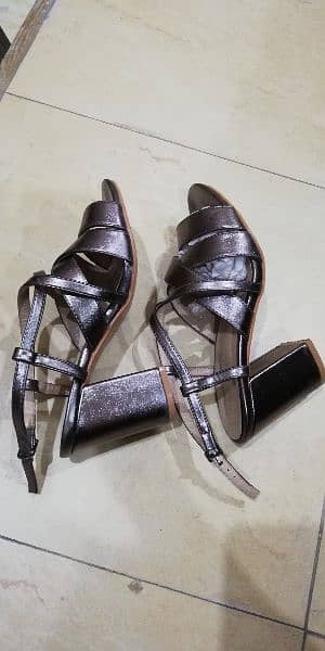 silver Grey block heel sandels 2