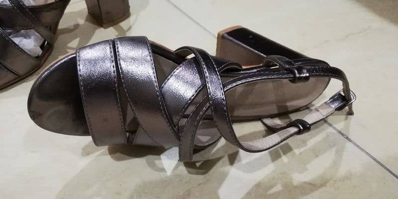 silver Grey block heel sandels 3