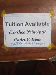 MSC Maths M. A English Ex vce-principal cadet college tutor  available