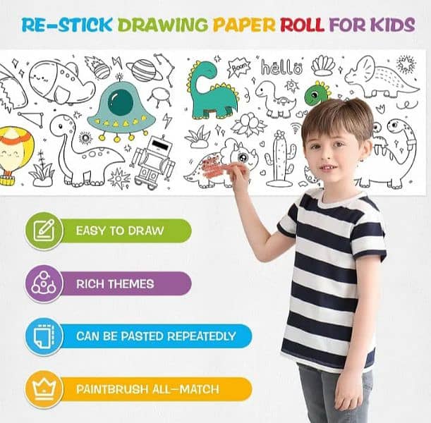 Children's Drawing Roll, Coloring Paper Roll for Kids, 3