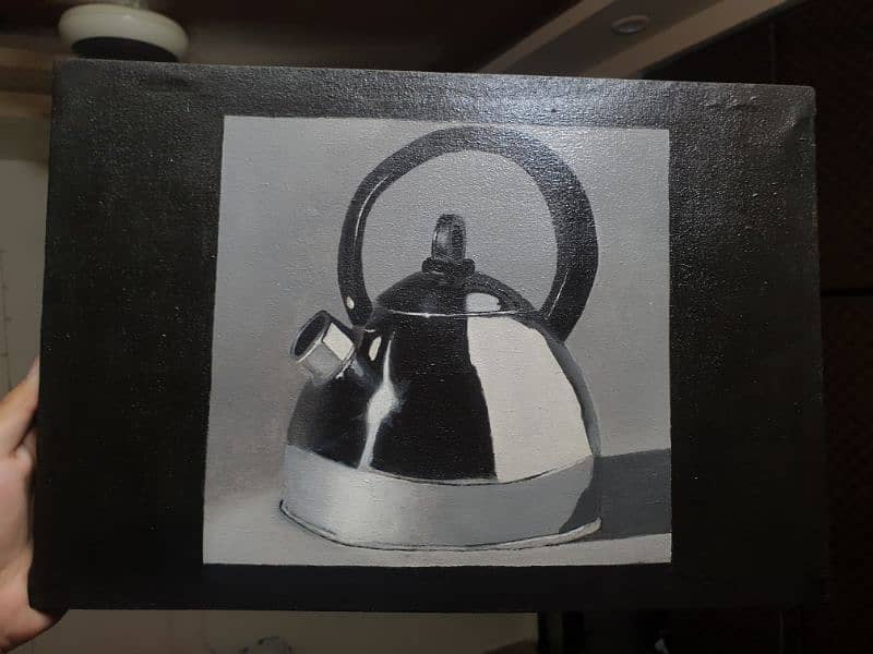 Acrylics on Canvas - Monochromatic Kettle Painting 2