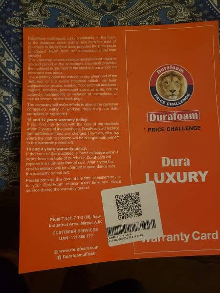 Minor used Dura foam mattress with 3.5 years guarantee 6