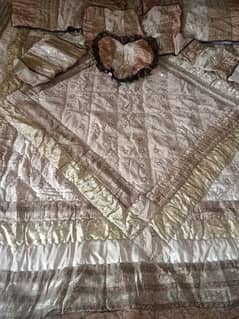 bridal fancy sequence work bed cover