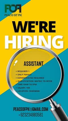 Assistant Female Required