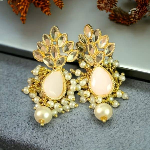 Beautiful kundan earings handmade jewellery 0