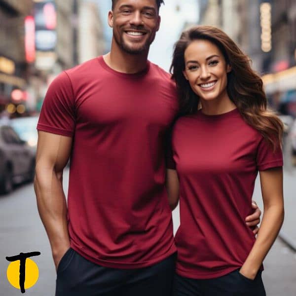 Couple T-shirt for Casual wear poly-cotton 2