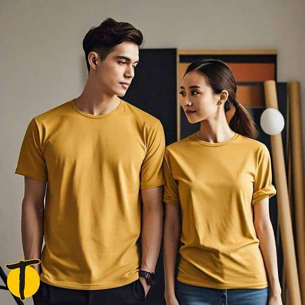 Couple T-shirt for Casual wear poly-cotton 3