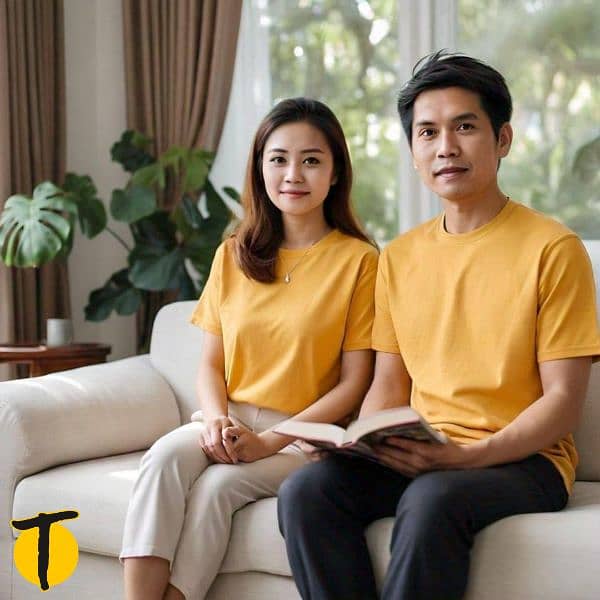 Couple T-shirt for Casual wear poly-cotton 4