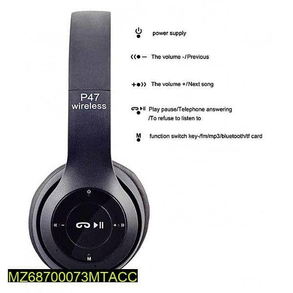 wireless stereo headphones black 2
