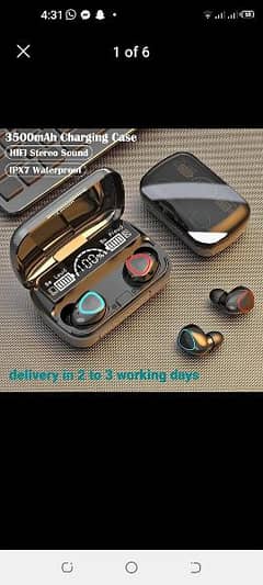 M10 Bluetooth earbuds available in maymar. 3500mah battery mobile chrg