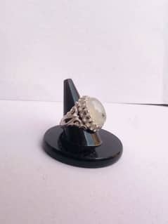 top quality white agate handmade pure silver ring