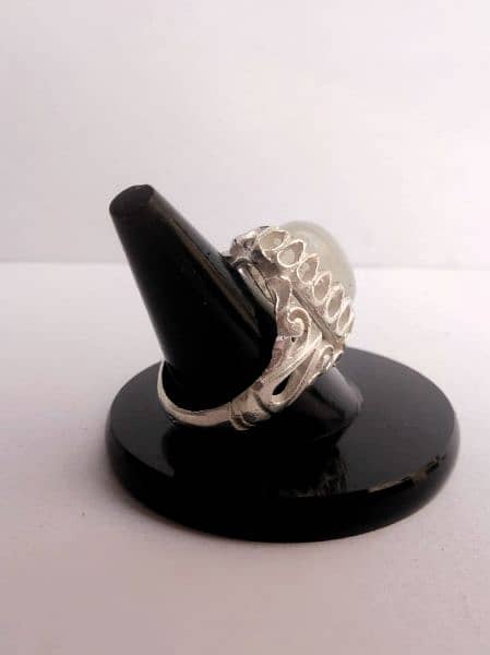 top quality white agate handmade pure silver ring 2